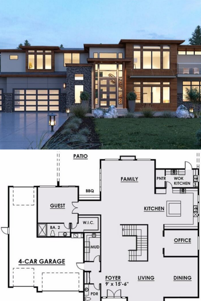 5 Bedroom Two Story Contemporary Style Home Floor Plan Modern House  - 5 Bedroom 2 Story House Floor Plans