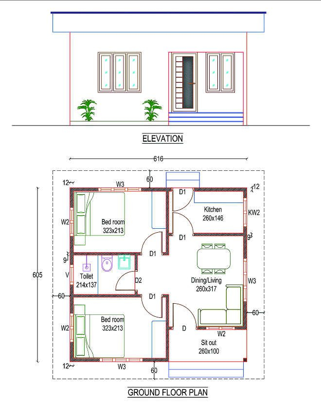 700 Square Feet 2 Bedroom Single Floor Modern Low Budget House And Plan  - 700 Sq Ft House Floor Plan