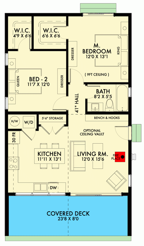 900 Square Foot Contemporary 2 Bed House Plan With Indoor Outdoor  - 900 Sf House Floor Plans