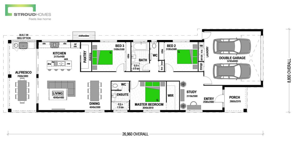 Alure 209 Long Narrow House Plan Nz Stroudhomes co nz - House Designs Floor Plans Nz