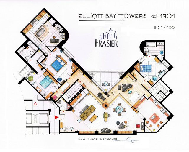 Artists Make Floor Plans Of Popular TV And Movie Houses 14 Pics  - Movie House Floor Plans