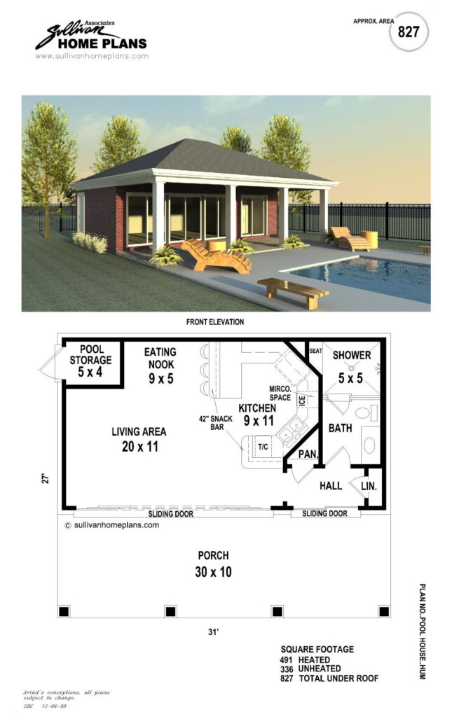 B1 0827 p Pool House Plans Pool House Designs Pool Houses - Pool House Floor Plans With Bedroom