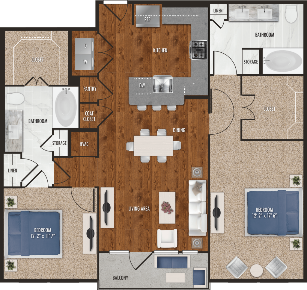 B7 Two Bedroom Floor Plan For Alexan 5151 - Floor Plan For 2 Bedroom House