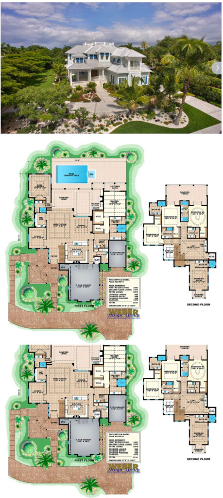 Beach House Plan 2 Story Coastal Home Floor Plan With Cabana Beach  - Hawaiian Beach House Floor Plans