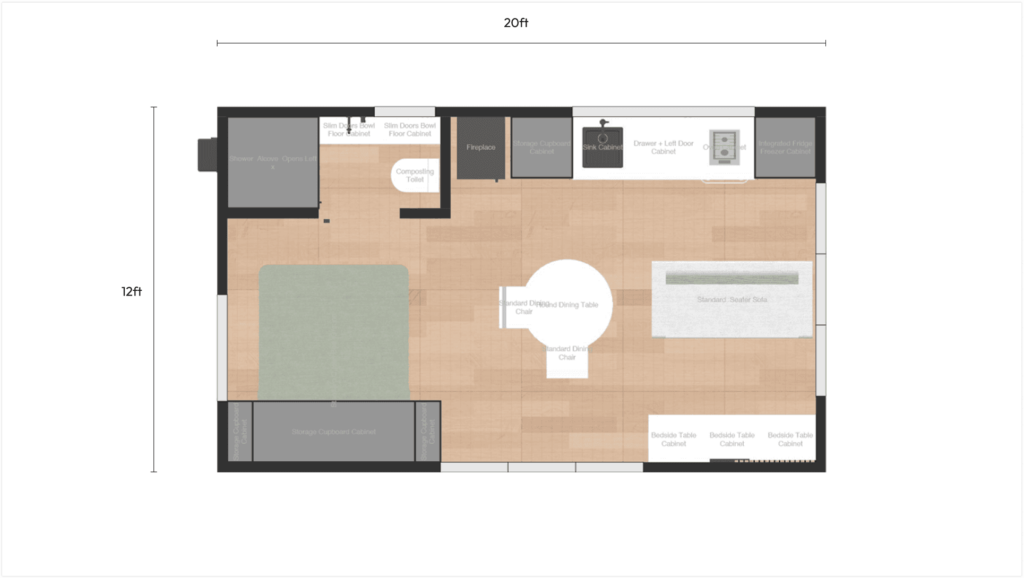 Black Barn Studio 12x20 Tiny House - Single Story 12X20 Tiny House Floor Plans