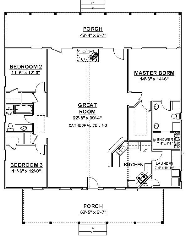 Cabins And Cottages Square House Plans 40x40 The Makayla Plan Has 3  - 40X40 3 Bedroom House Floor Plans