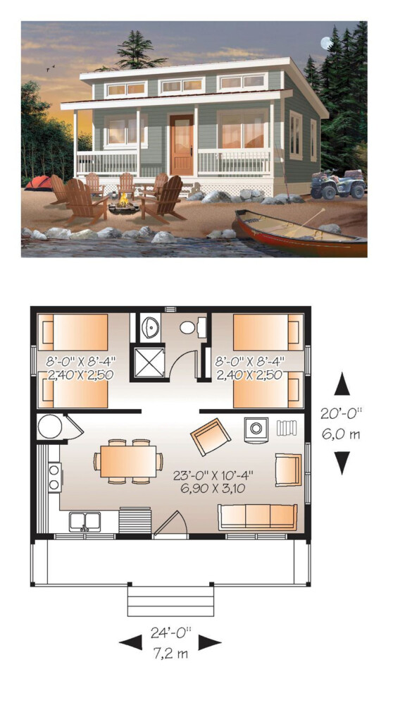 Cabins And Cottages Tiny House Plan 76166 Total Living Area 480 Sq  - 480 Sq Ft Tiny House Floor Plan