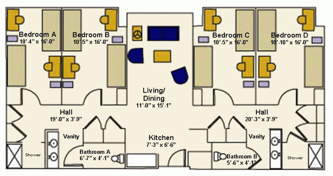 Campus Village C Suites University Housing Services - Sjsu Housing Floor Plans