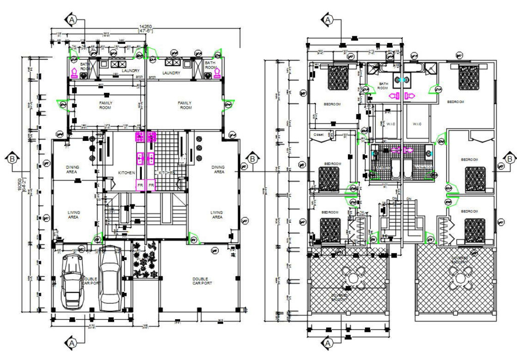 Car Parking House Ground Floor And First Floor Plan DWG File Cadbull - Ground Floor Parking House Plan