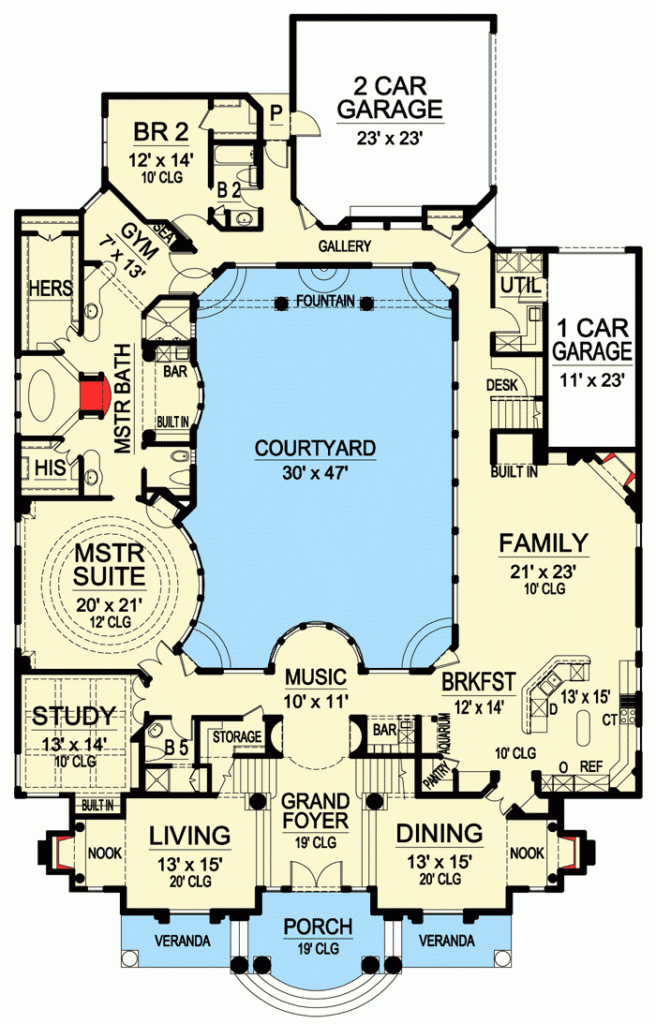 Central Courtyard House Plans Maximizing Space And Privacy House Plans - House With Courtyard In The Middle Floor Plan