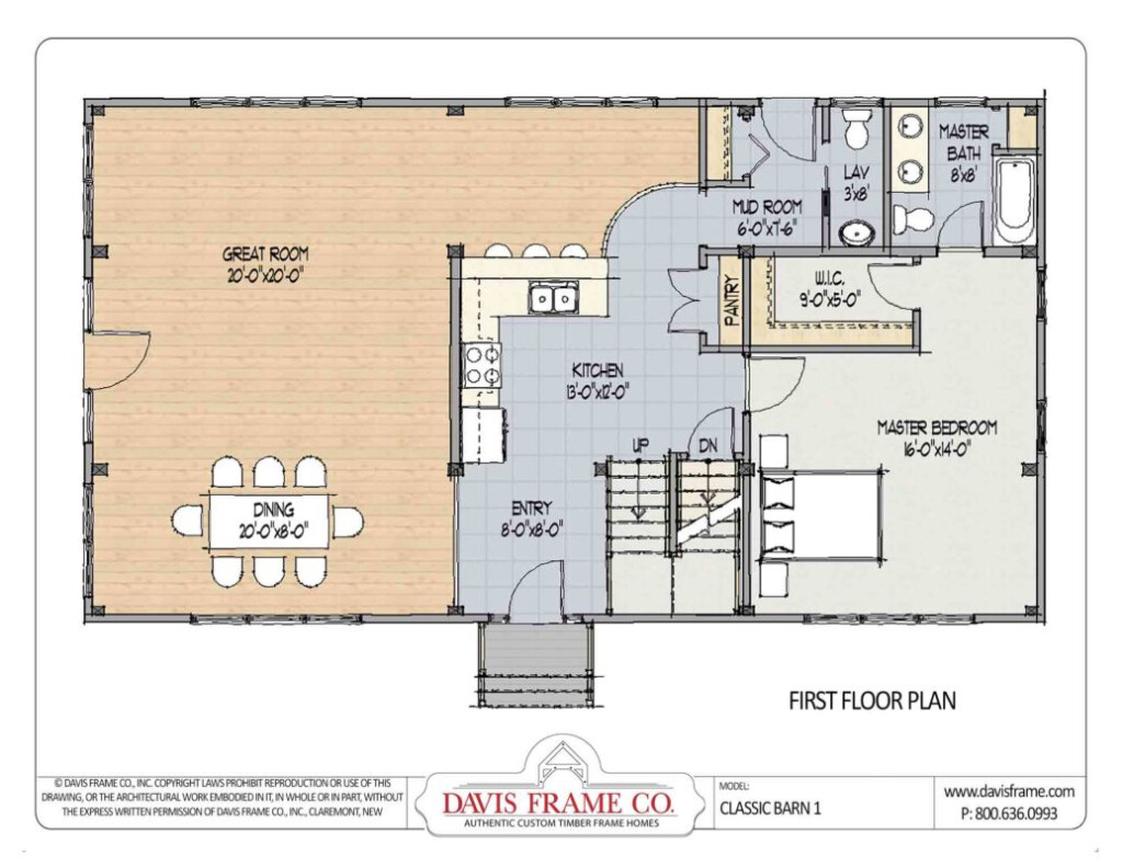 Class Barn 1 Timber Frame Barn Home Plans From Davis Frame - Floor Plans Of Barn Houses