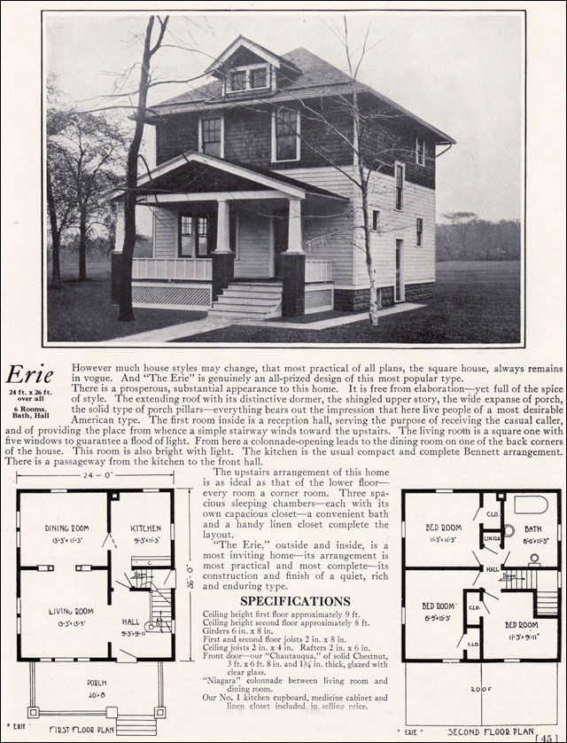 Craftsman Foursquare House Plans - 4 Square House Floor Plans