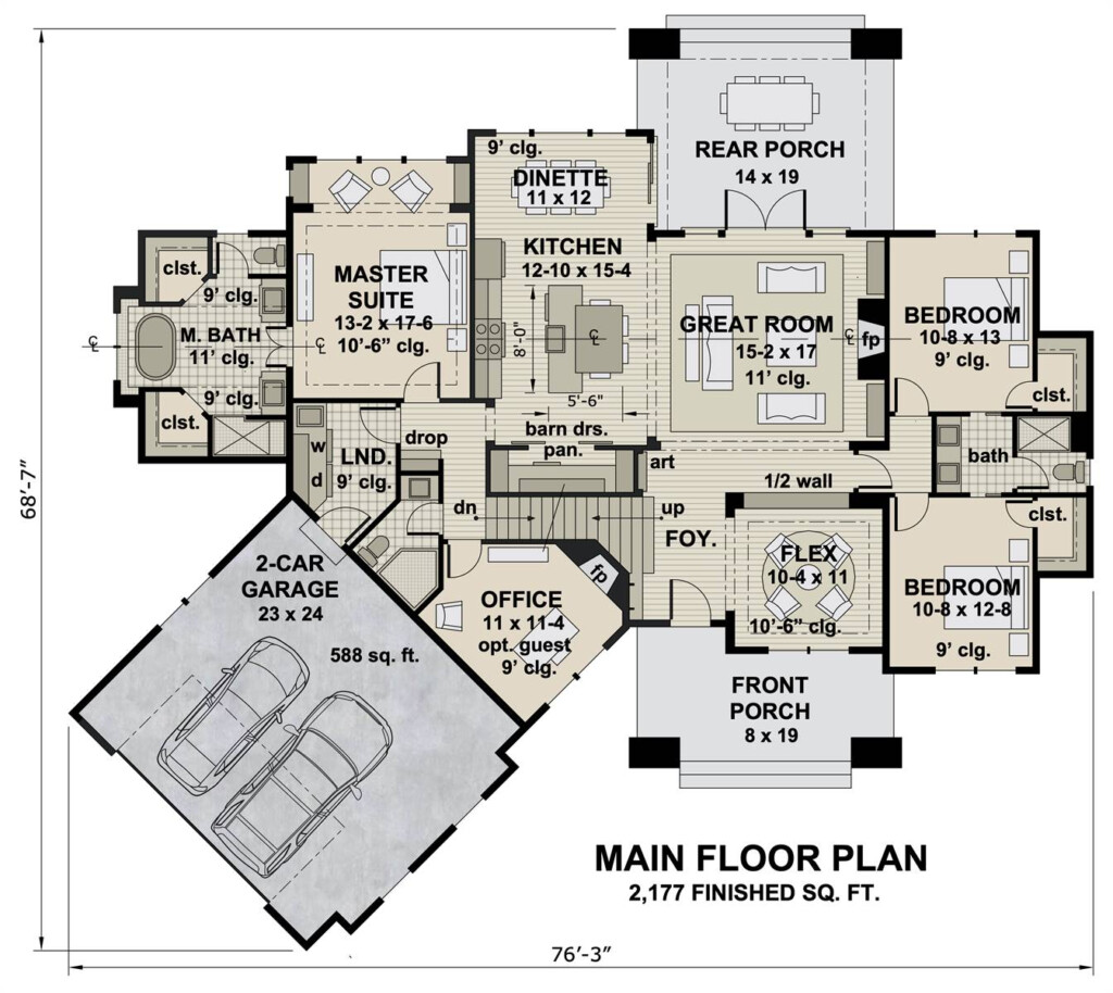 Craftsman House Plan With A Deluxe Master Suite 2 Bedrooms Plan 9720 - Craftsman House Floor Plans