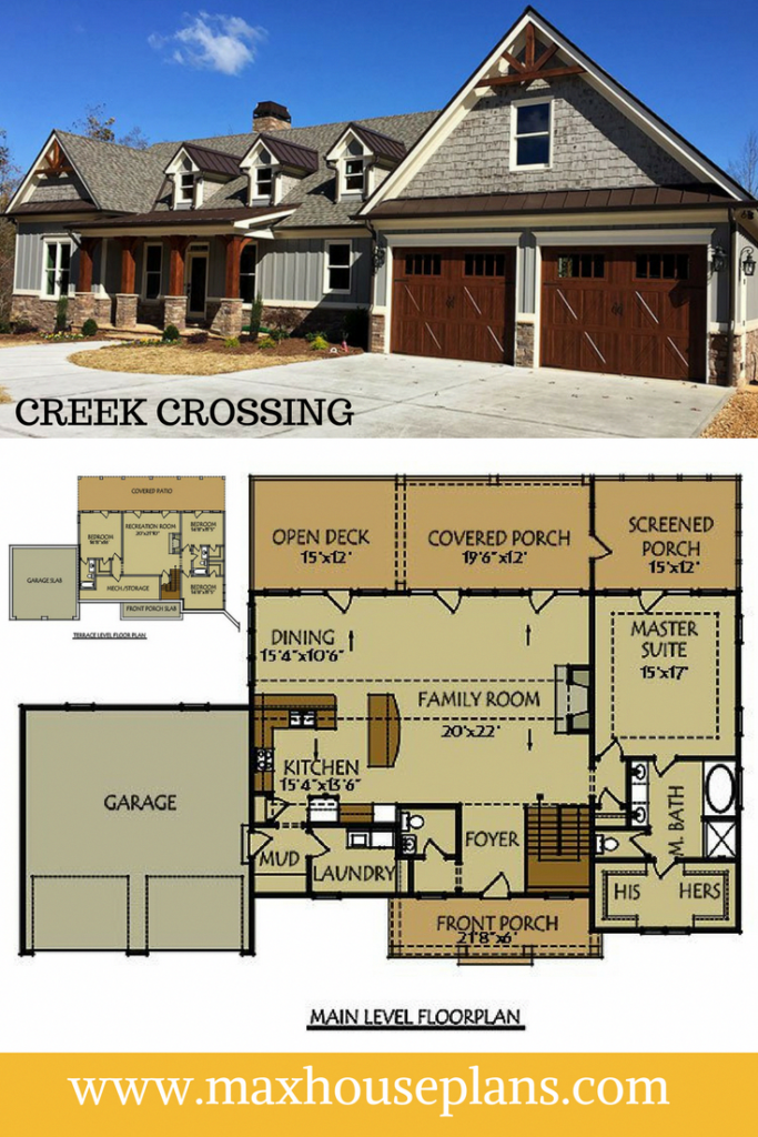 Creek Crossing Is A 4 Bedroom Floor Plan Ranch House Plan With A  - Ranch Style House Floor Plans With Basement