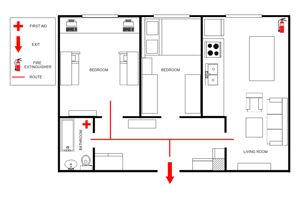 Draw The Floor Plan Of Your House And Make An Emergency Escape  - House Floor Plan With Emergency Exit