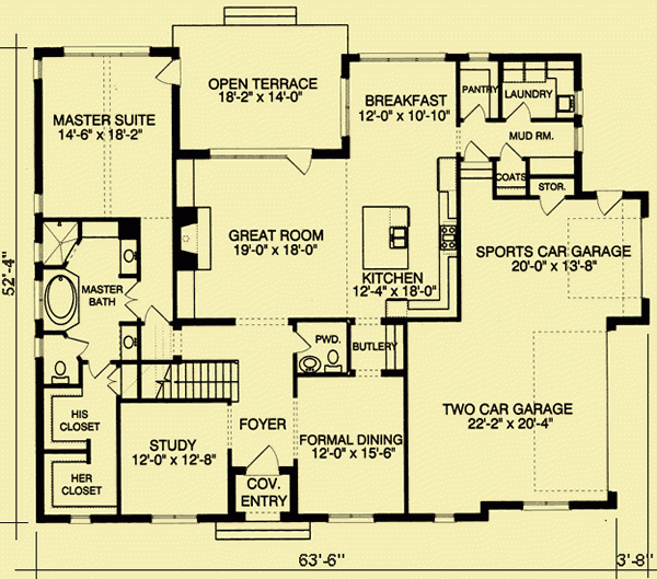 English Country Style Tudor House Plans With 4 Bedrooms - Tudor Manor House Floor Plan