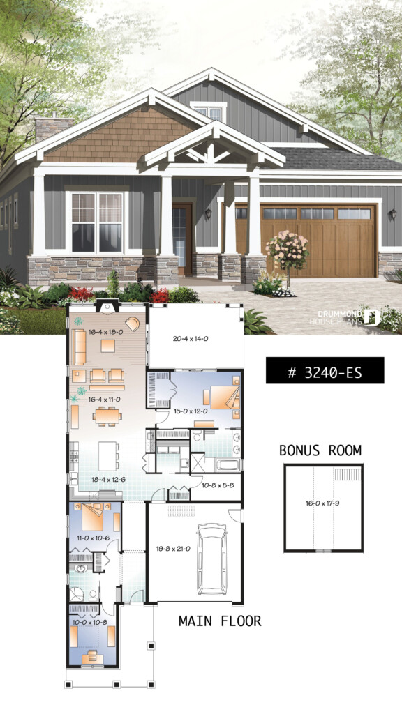 Environmentally Superior Craftsman Bungalow 9 Ceiling Open Floor  - Modern Craftsman House Floor Plans