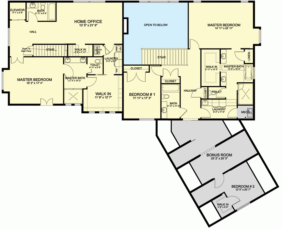 Exclusive Multi Generational Home Plan With Elevator And Ample Storage  - Generational House Floor Plans