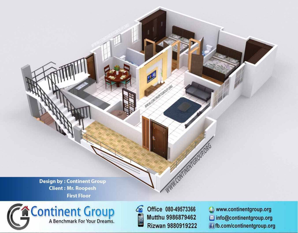 Floor Plans 3d Elevation Structural Drawings In Bangalore FEE House  - 2 Bedroom House Floor Plans 3D