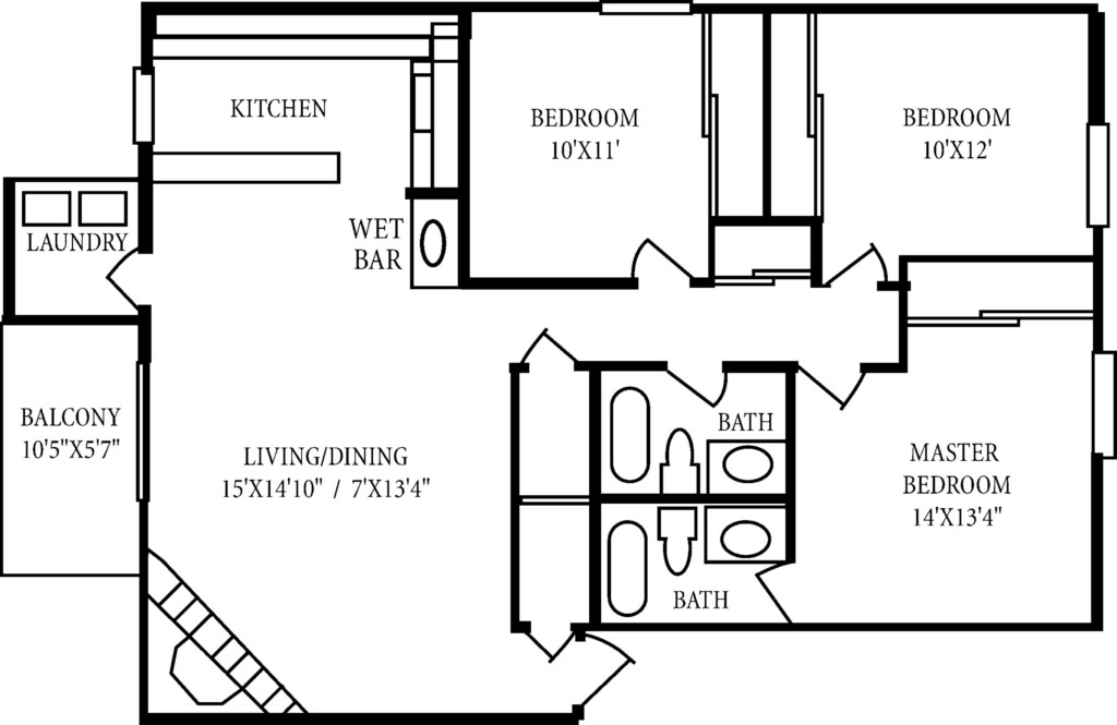 Floor Plans For A 3 Bedroom 2 Bath House House Plans - 3 Bed 2 Bath House Floor Plans