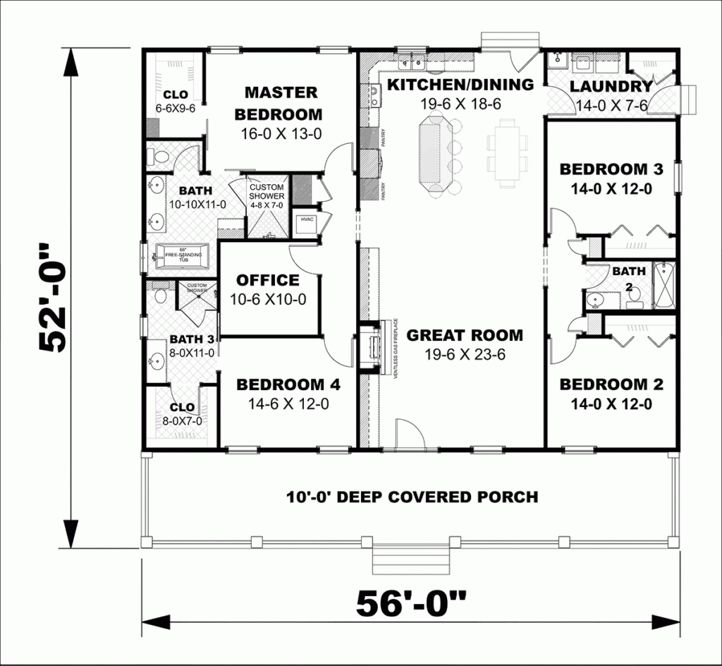 Floor Plans For A 4 Bedroom 3 Bath House Viewfloor co - Free 4 Bedroom House Floor Plans