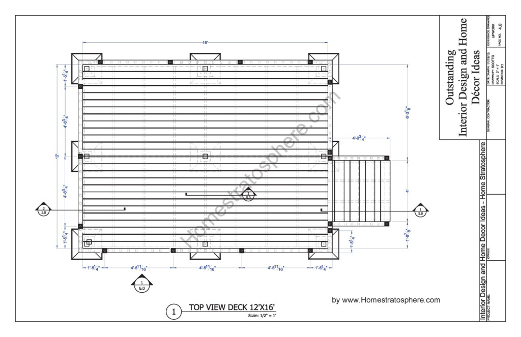 Free 12 X 16 Deck Plan Blueprint with PDF Document Download  - Deck House Floor Plans