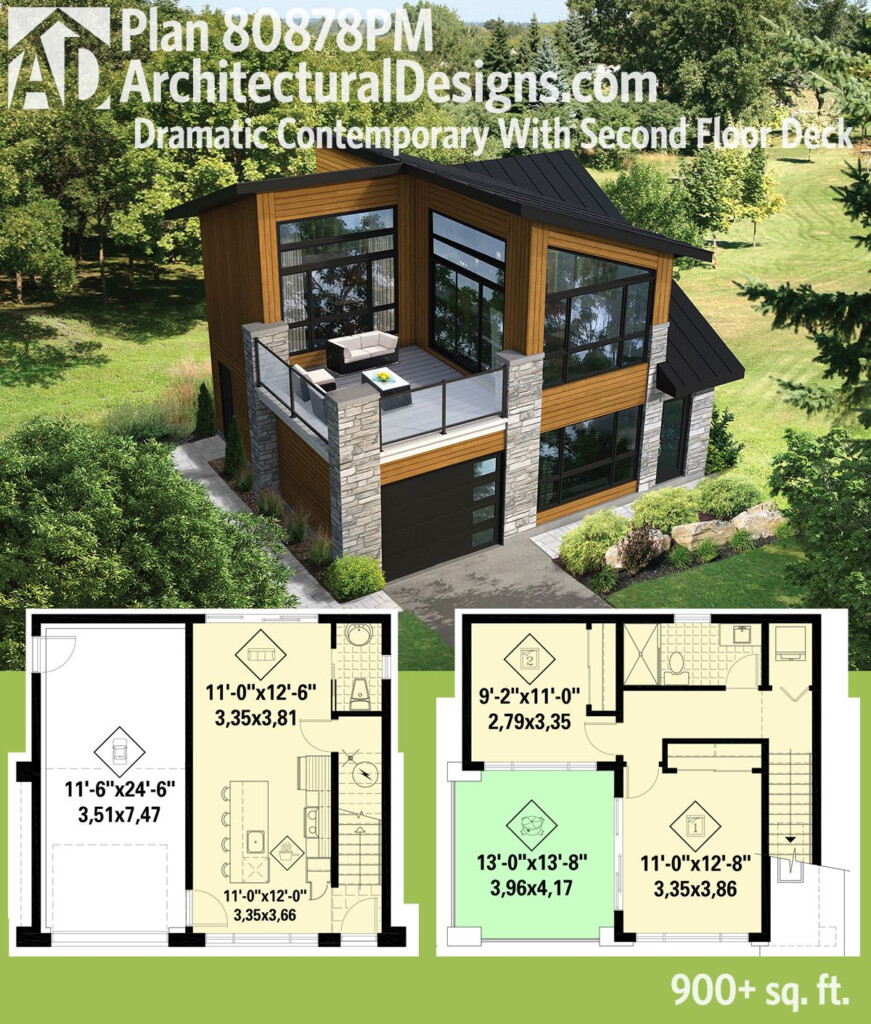 Get A Deck Over The Garage And Over 900 Square Feet Of Living With  - Deck House Floor Plans