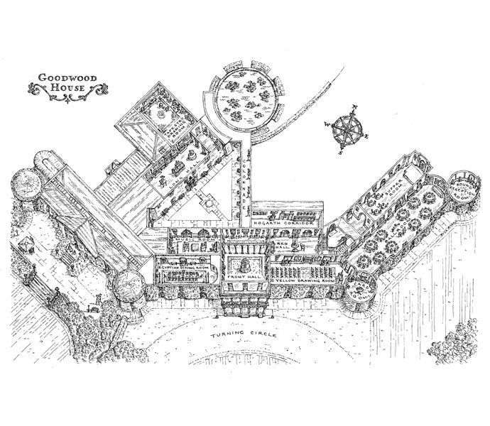 Goodwood House Floor Plan For Wedding Brochure Julia Bickham  - Goodwood House Floor Plan