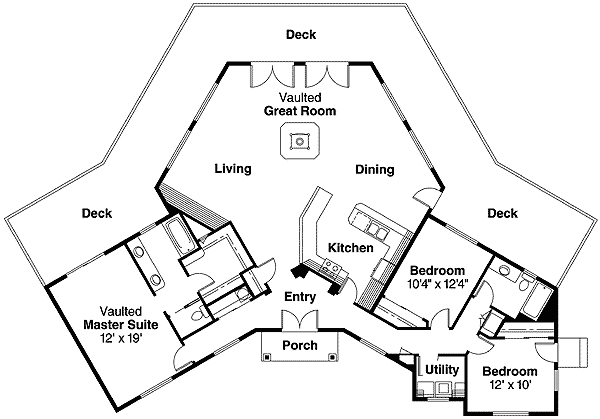 Hexagonal House Plan With Vaulted Great Room 72494DA Architectural  - Hexagon House Floor Plans