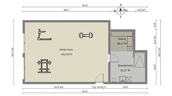 Home Gym Floor Plans Including Types And Examples Cedreo - House Floor Plan With Gym