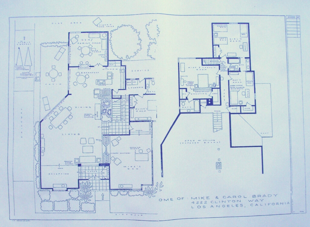 House From Brady Bunch TV Show Blueprint By BlueprintPlace On Etsy - Floor Plan For Brady Bunch House