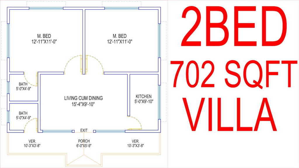 HOUSE PLAN DESIGN EP 62 700 SQUARE FEET 2 BEDROOMS HOUSE PLAN  - 700 Sq Ft House Floor Plan