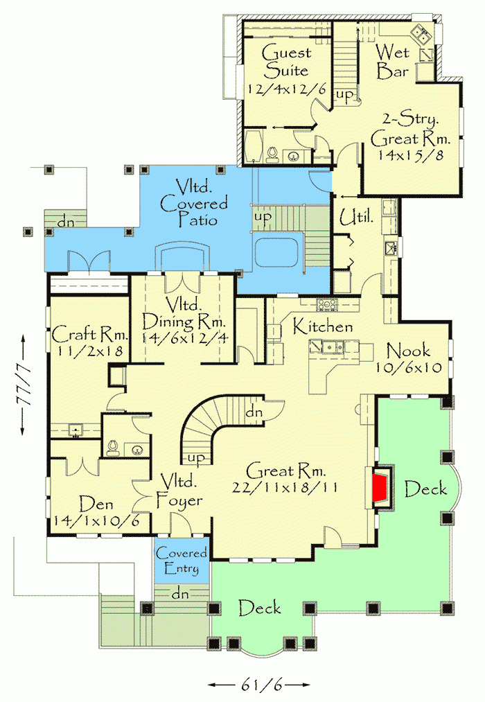 Lodge Style House Plan With Attached Guest House 85264MS  - Home Floor Plans With Guest House