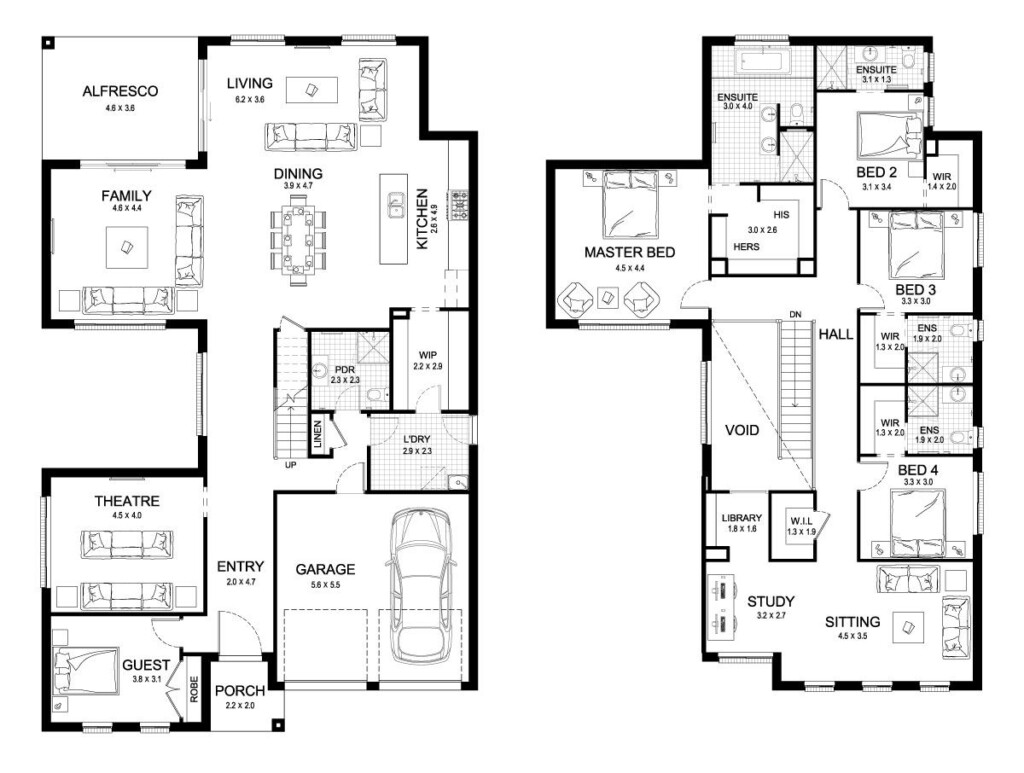 Melody 43 Double Level Floorplan By Kurmond Homes New Home  - Double Gallery House Floor Plan