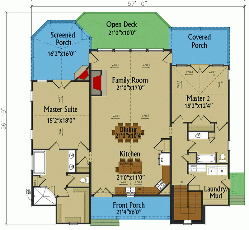 Mountain Home Plan With 2 Master Bedrooms 2068 Sq Ft 92386MX  - Main Floor Master Bedroom House Plans