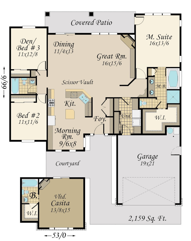 Multi Generational One Story House Plan Craftsman House Plan - Generational House Floor Plans