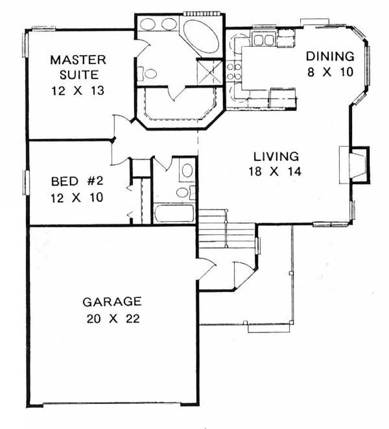 Multi Level Home With 2 Bdrms 1000 Sq Ft House Plan 103 1091 - 1000 Sq Ft 2 Floor House Plans