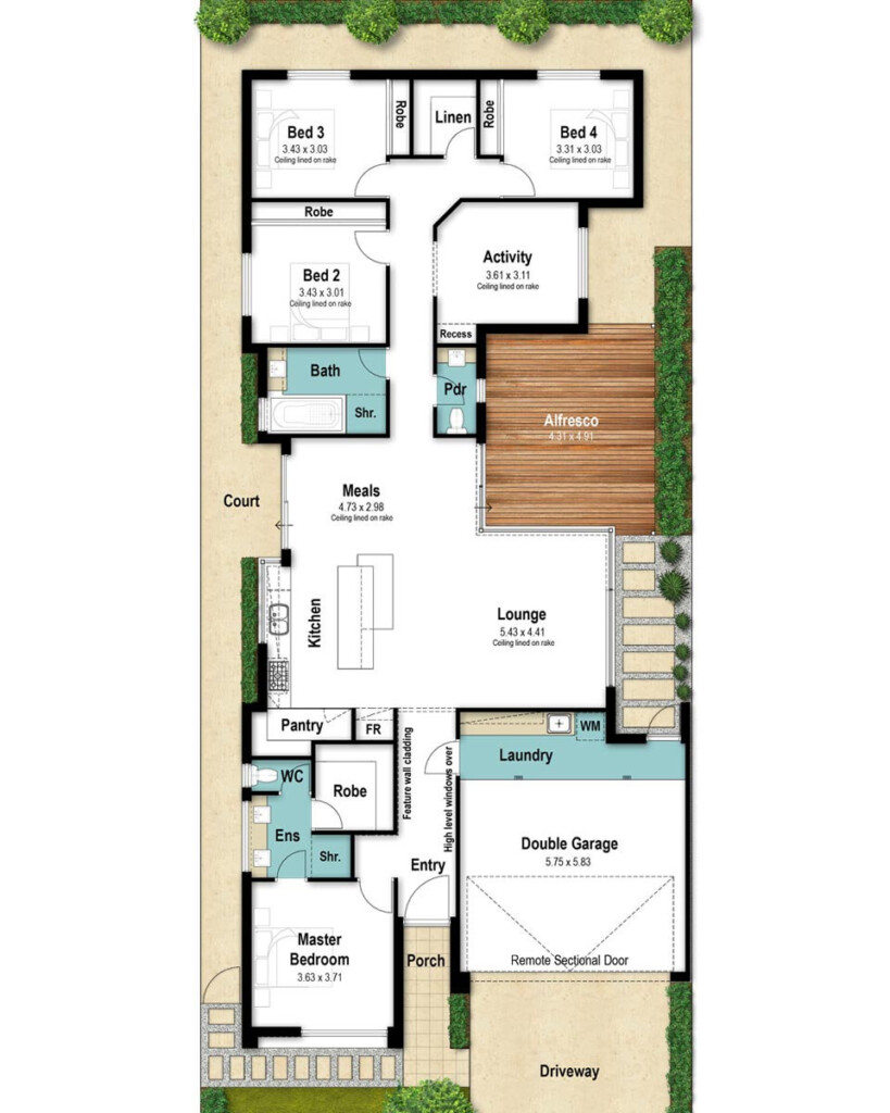 Narrow Lot Floor Plan For 12m Wide Blocks Boyd Design Perth - Narrow Lot House Floor Plans