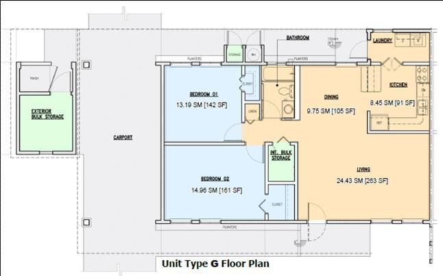 NB Guam Nimitz Hill Housing Type G 2 Bedroom Floor Plan Designated  - Guam Military Housing Floor Plans