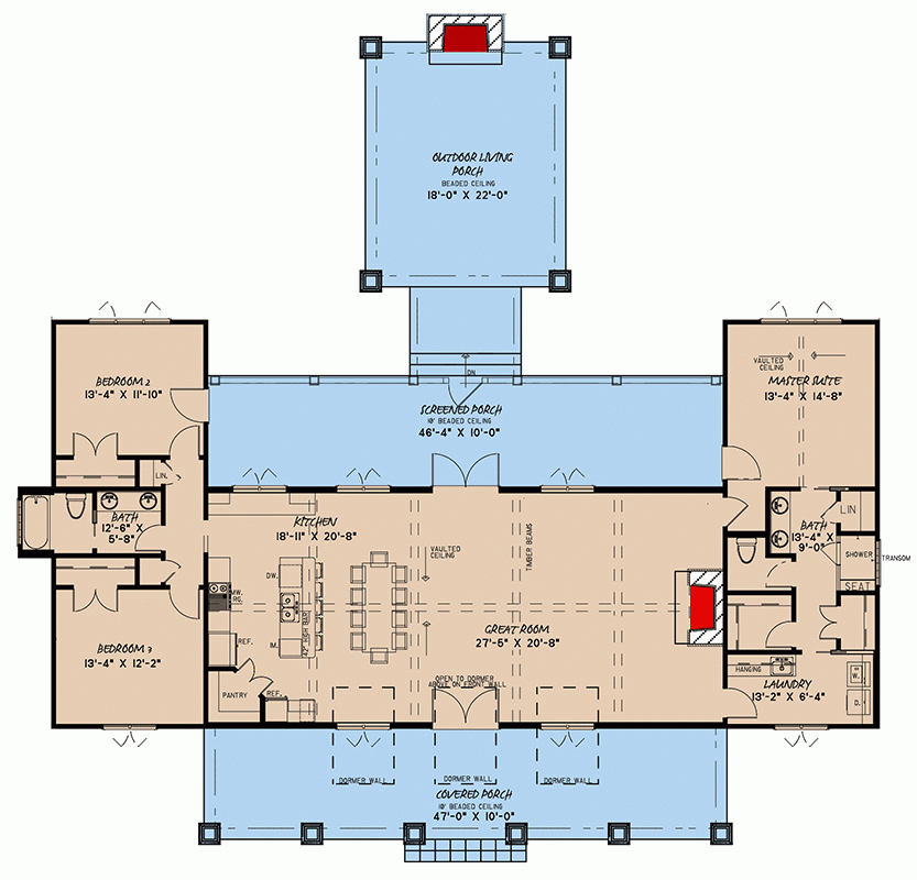 One Level Mountain House Plan With Open Concept Living Space 70665MK  - Open Floor Plan House Blueprints