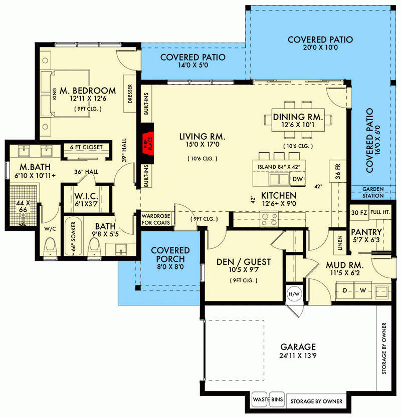 One Story Contemporary House Plan With Open Concept Layout 67785NWL  - One Floor Open Concept House Plans