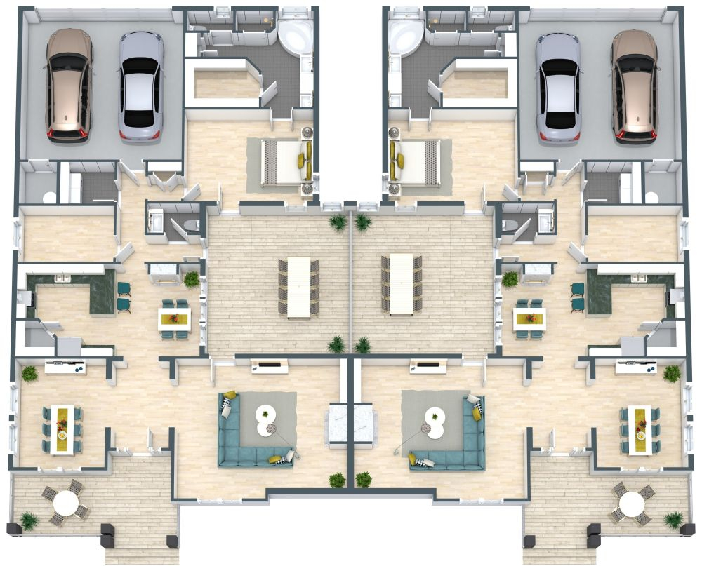 One Story Duplex House Plan - Fort Richardson Housing Floor Plans