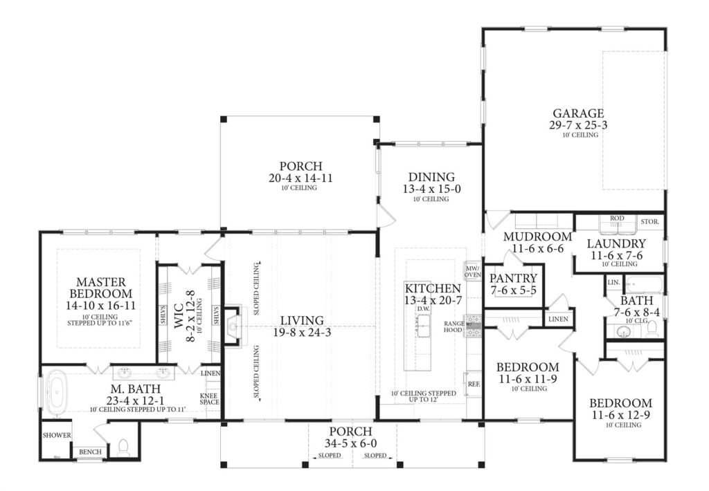 One Story French Farmhouse Style House Plan 9896 9896 - One Floor House Floor Plans