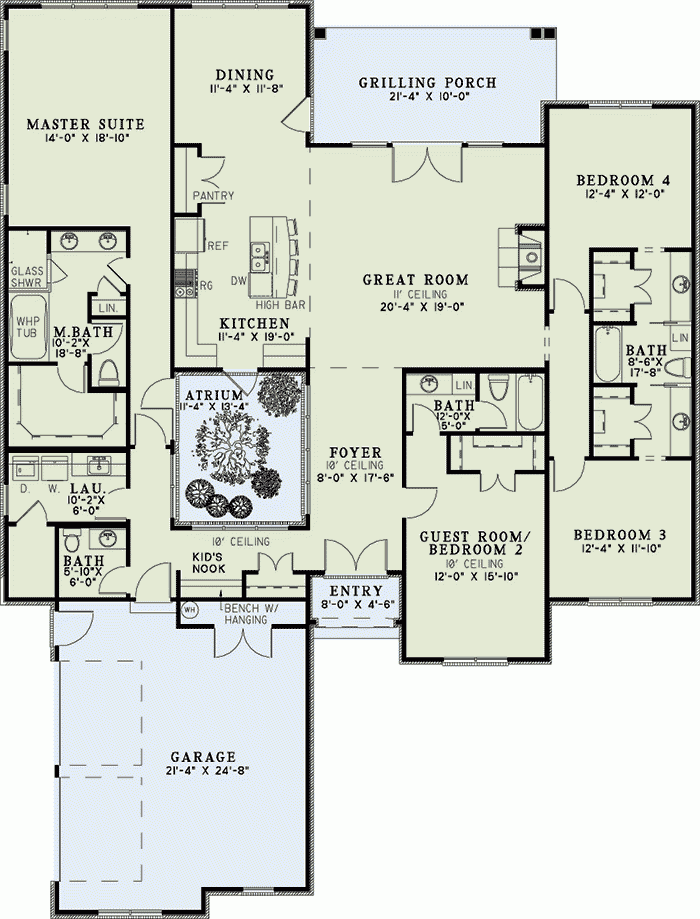 Open Air Atrium Home Plan 60533ND Architectural Designs House Plans - House Atrium Floor Plan