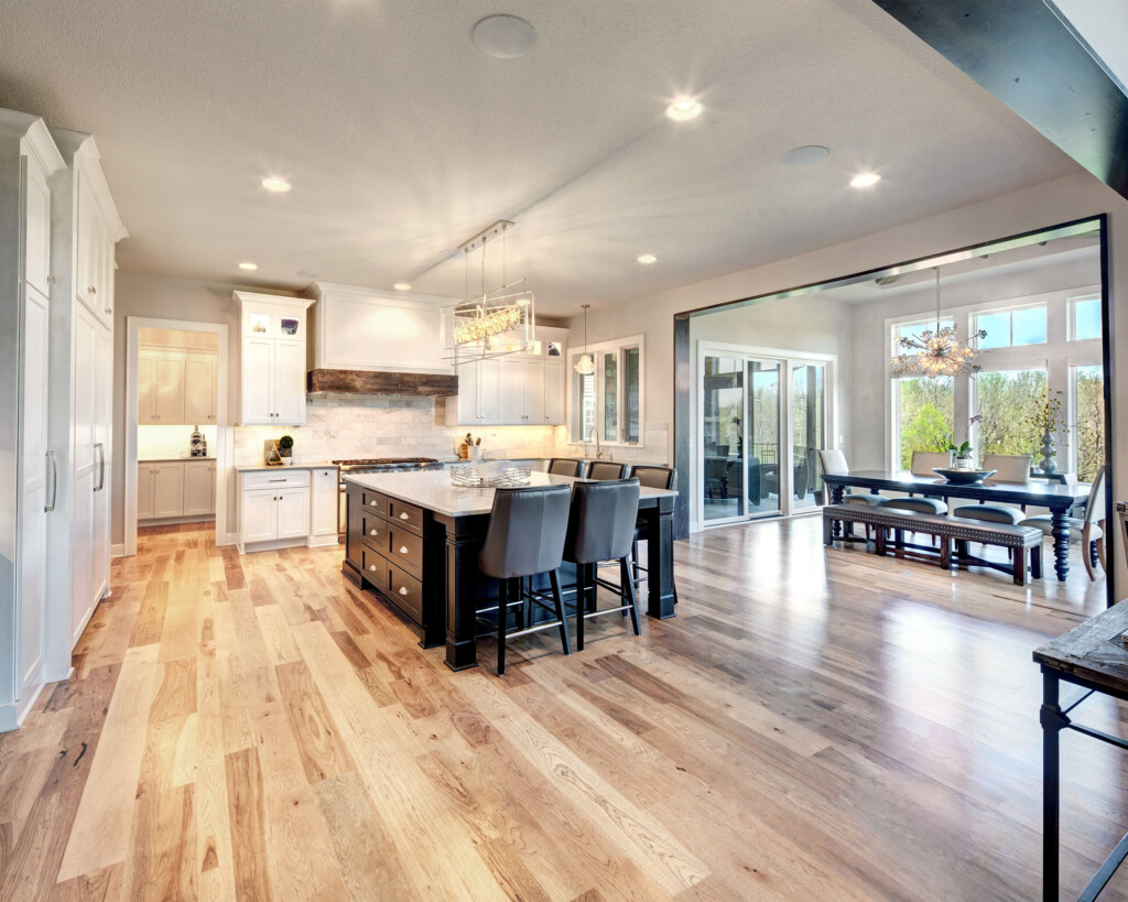 Open Floor Plan Kitchen With Different Flooring Howard Norma - Floor Plans With Kitchen In Back Of House