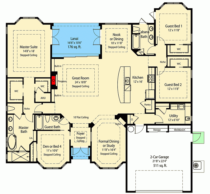 Open Floor Plan Spacious Open Floor Plan 33074ZR Architectural  - Houses For Sale With Open Floor Plans