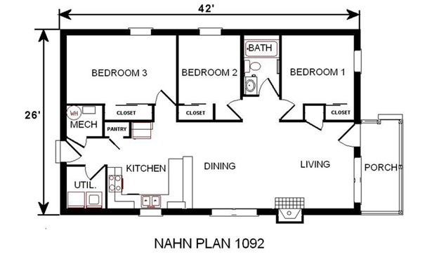 Plan 1092 National Affordable Housing Network National Affordable  - Economic Housing Floor Plan