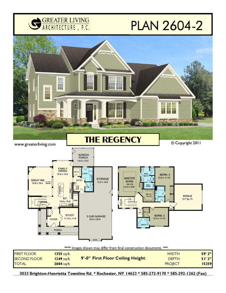 Plan 2604 2 THE REGENCY House Plans Two Story House Plans  - Regency House Floor Plans