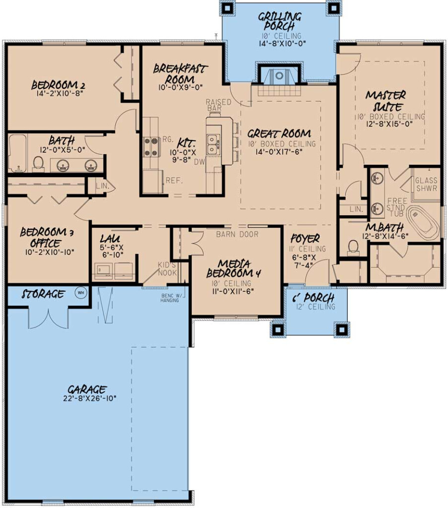 Plan Of A House 4 Bedrooms Greener - Floor Plans For 4 Bedroom House