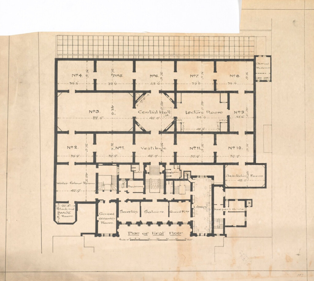 Plan Of First Floor Burlington House Works Of Art RA Collection  - Academy House Floor Plans